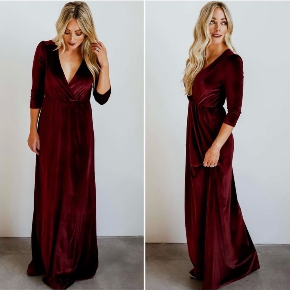 Elegant Burgundy Velvet Dress